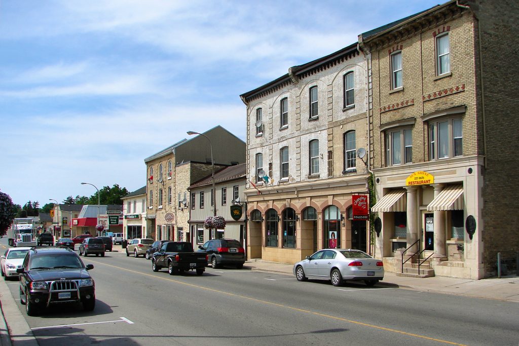 The downtown of a small town.