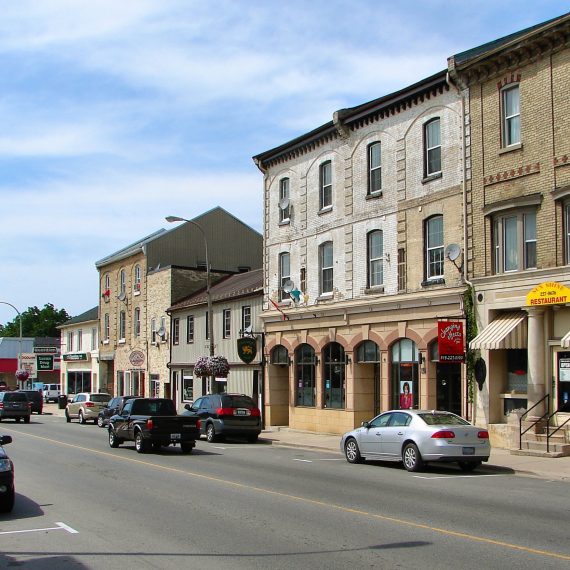 The downtown of a small town.